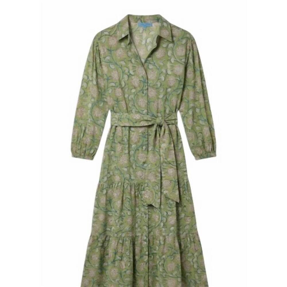 NEW FRANCESCA BICCHI women's blockprint milan dress in green